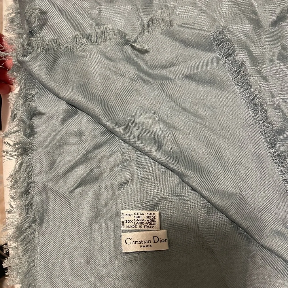 Christian Dior Light Blue Silk Shawl/Scarf